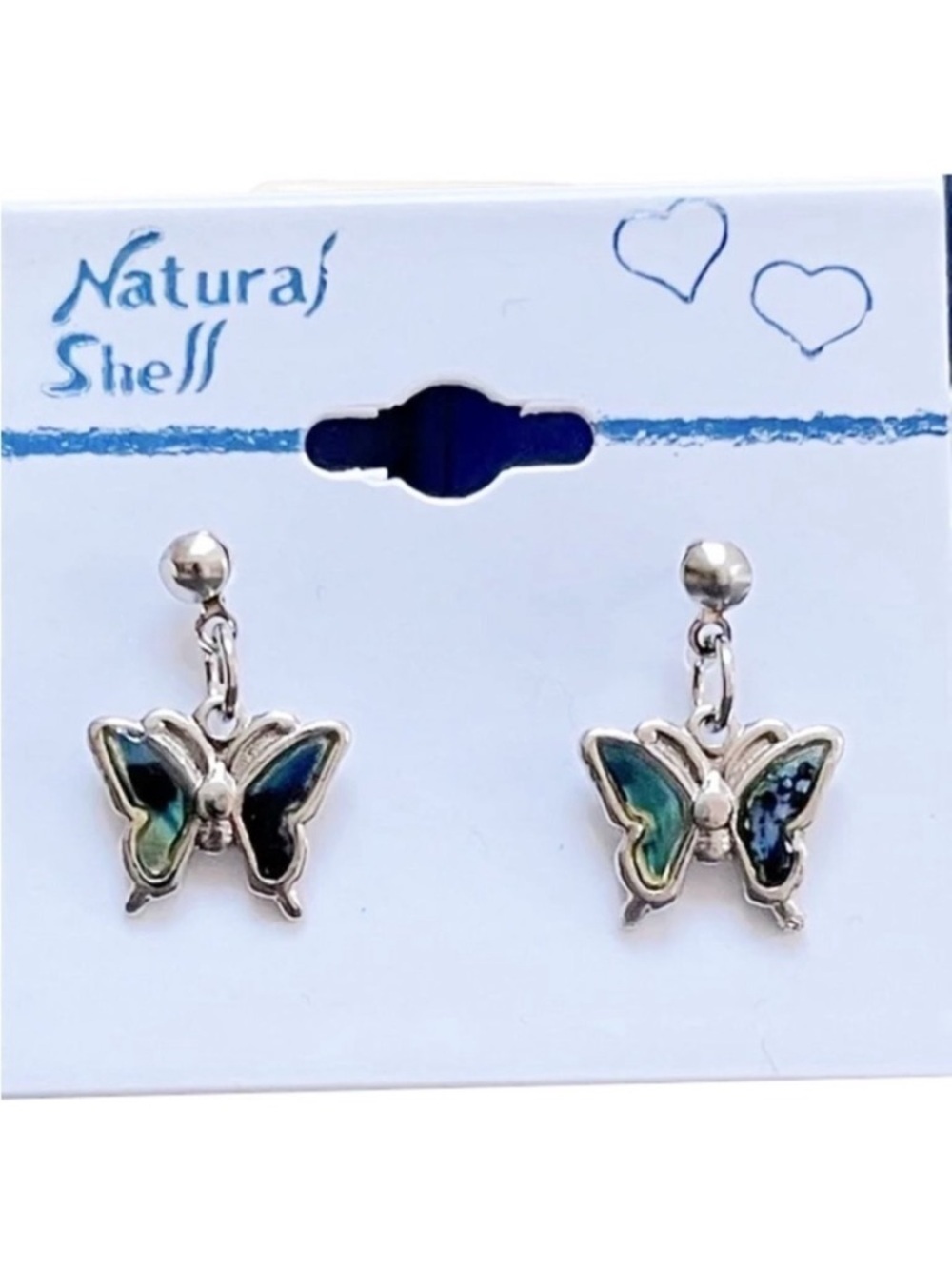 👋 3/$15 NATURAL SHELL
STUD BUTTERFLY EARRINGS Blue-Green Butterfly NWT 🎁
